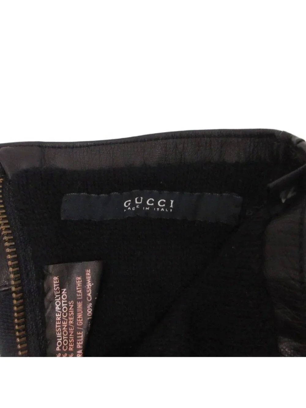 Gucci Leather Gloves GG Pattern Canvas Lining 7.5 Black